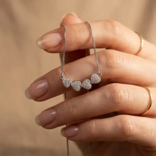925 Sterling Silver Heart Zircon Necklace