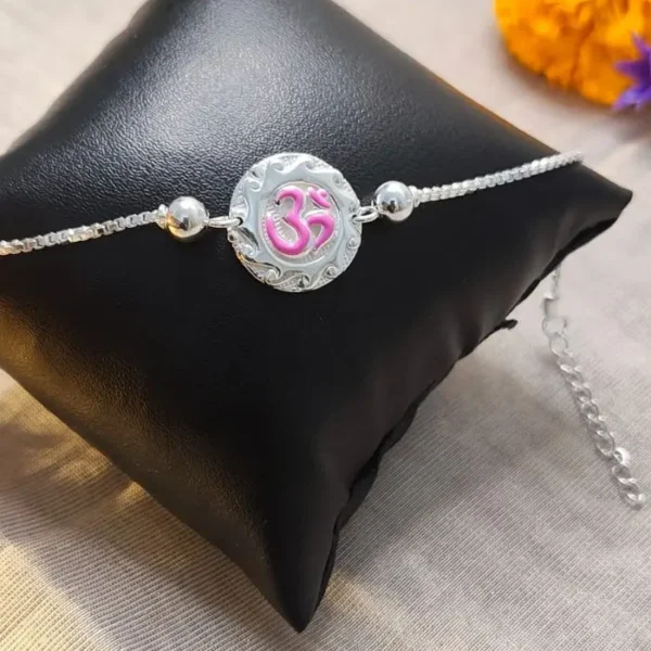 Pranavi Om Blessing Bracelet Rakhi(Pink)
